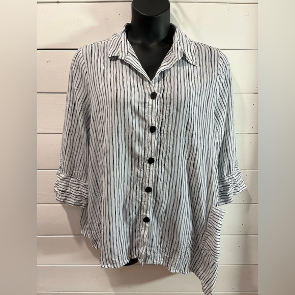Striped Oversized Button-Up Tunic – LIV by Habitat Clothes (Size L) - Picture 1 of 12